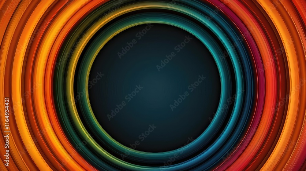 Aufkleber Circles abstract background idea. Vibrant abstract circles creating a colorful circular pattern on a dark background.