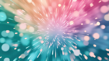 energetic firework explosion with dynamic streaks of color and light creates vibrant atmosphere. colorful bursts and glowing particles evoke excitement and celebration