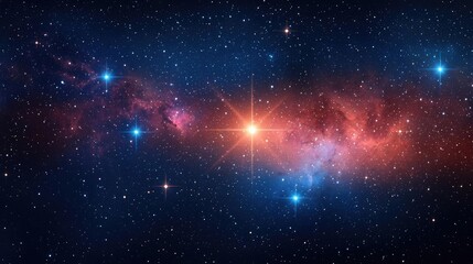Obraz premium Cosmic abstract background concept. Stunning cosmic view of stars, nebulae, and galaxies in deep space with vibrant colors.