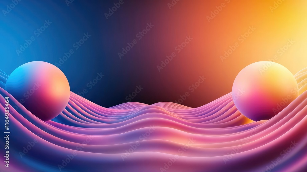 Poster circles abstract background idea. vibrant abstract design featuring colorful waves and glowing spher