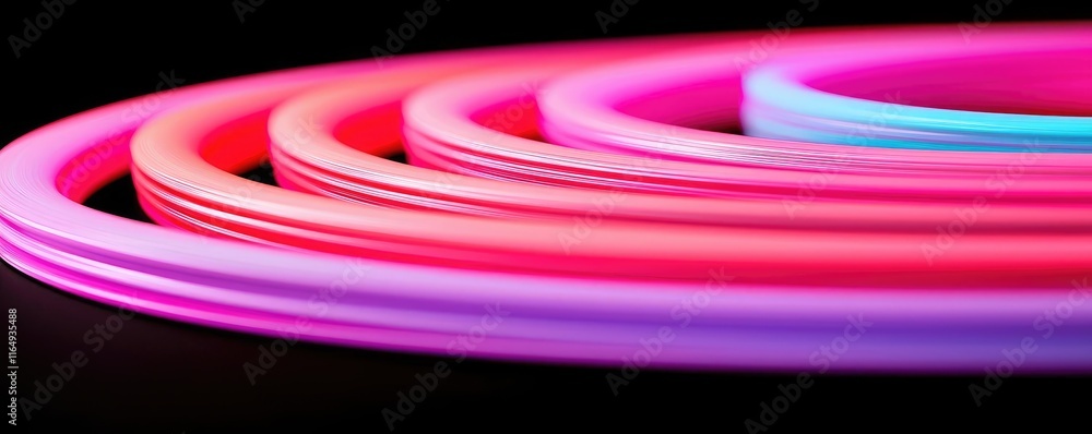 Poster circles abstract background idea. colorful hoops arranged in a dynamic pattern against a dark backgr