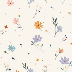 A light background adorned with various colorful floral patterns.