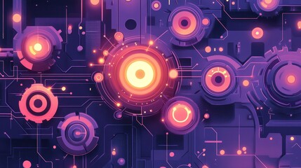 Obraz premium Abstract Technology Background with Bright Circular Elements