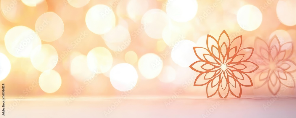 Poster circles abstract background idea. delicate flower silhouette on a soft bokeh background, evoking tra
