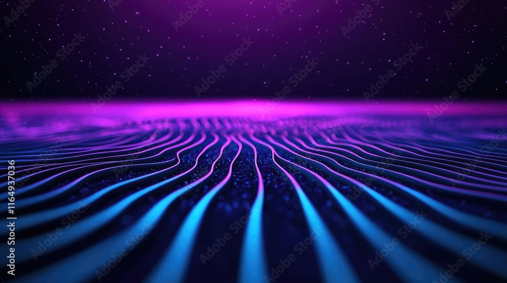 Poster cosmic abstract background concept. vibrant abstract wave pattern with neon colors and a futuristic 