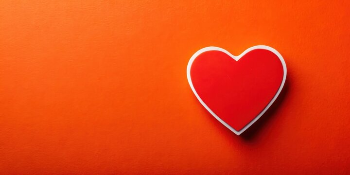 An isolated red heart shape sticker against a bold and bright colored background, creating a striking contrast that grabs attention and adds visual interest , high contrast, bold colors