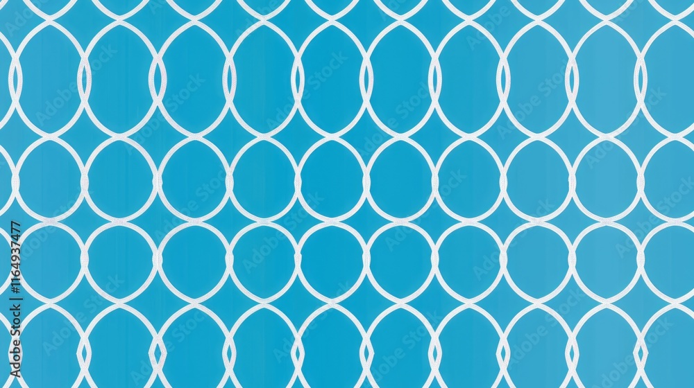 Poster a repeating pattern of white oval shapes on a blue background, creating a modern graphic design.