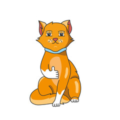 Obraz premium Friendly Orange Cat Giving Thumbs Up with Positive Expression on White Background