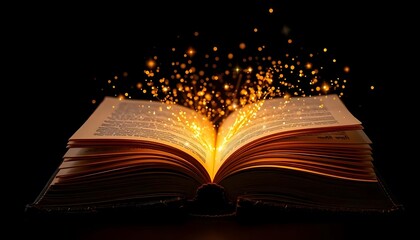 Open Book: Golden Sparks and Mystical Glow