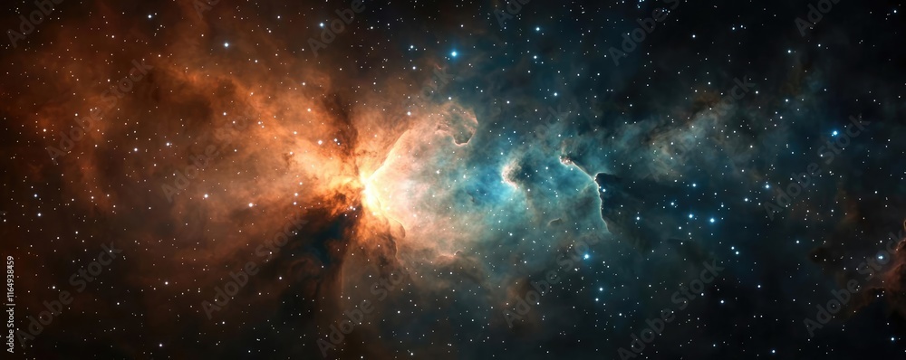 Poster cosmic abstract background concept. a breathtaking view of a colorful nebula filled with stars and c