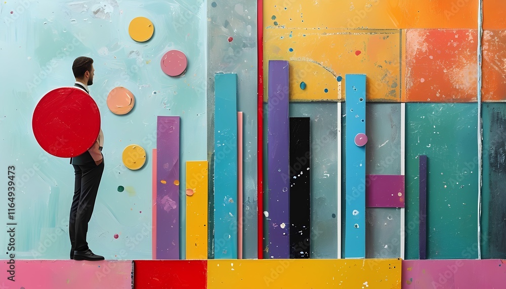 Poster abstract business insights analyzing data trends in vibrant art environment urban setting mixed medi