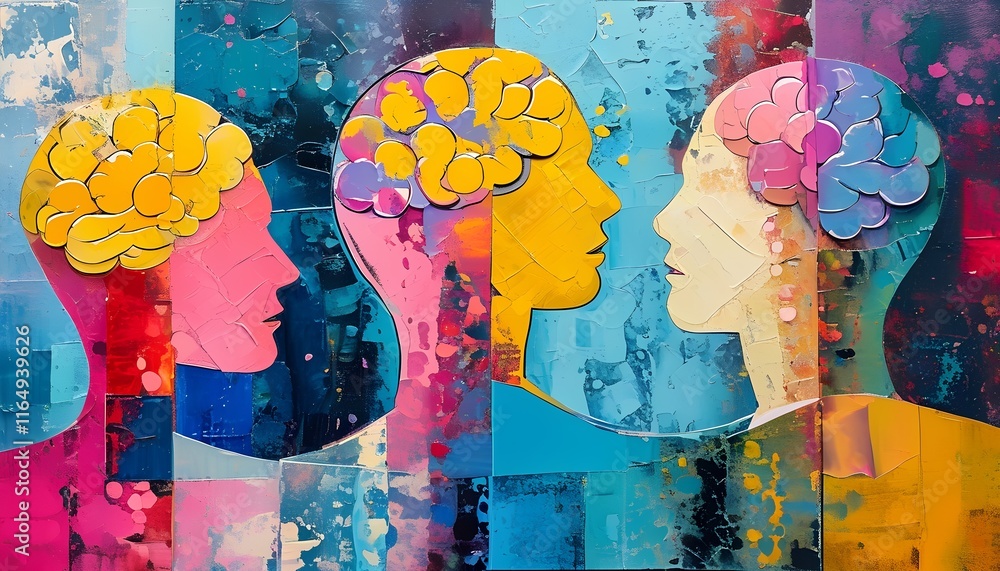 Poster abstract business concepts in vibrant art exploring human connection and creativity modern gallery c