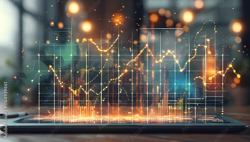 Poster dynamic business analytics visualization modern office abstract business insights creative environme