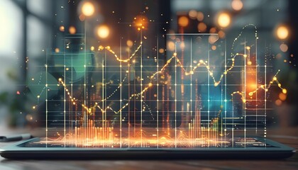 Dynamic business analytics visualization modern office abstract business insights creative environment digital perspective