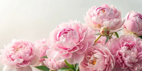 Fototapeta premium Pastel Pink Peony Flowers on White Background , floral background, gentle, floral background, gentle, nature, spring