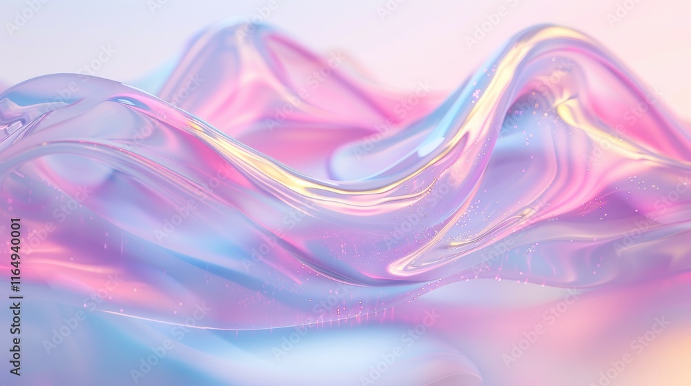 Poster abstract waves of pastel colors create a serene and fluid visual experience.