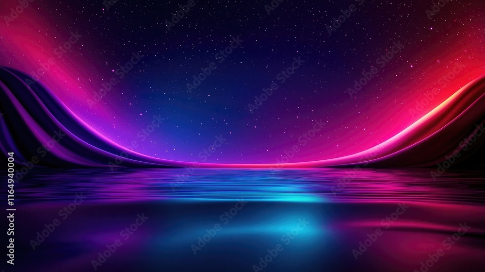 Aufkleber cosmic abstract background concept. a vibrant abstract landscape with waves of color and a glowing w
