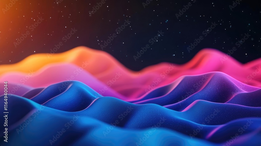 Poster cosmic abstract background concept. vibrant waves of color create a mesmerizing digital landscape in