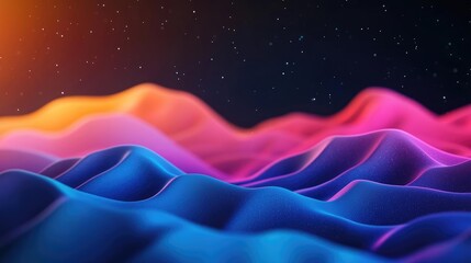 Cosmic abstract background concept. Vibrant waves of color create a mesmerizing digital landscape in rich hues.