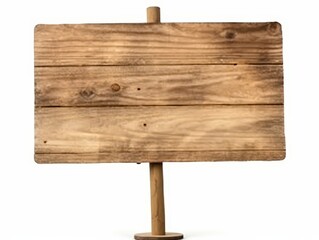 Isolated Wooden Sign on White Background Suitable for Various Uses Such as Advertising, Announcements, or Decorative Purposes