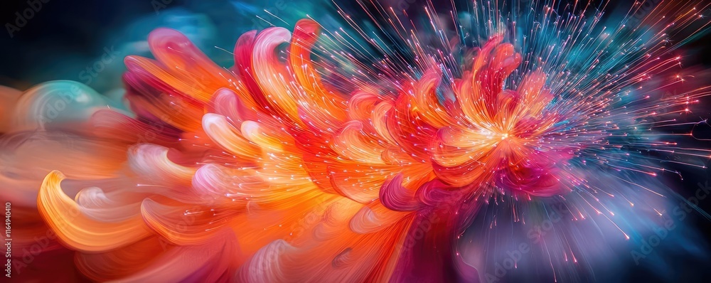 Poster fireworks abstract background concept. vibrant abstract patterns bursting with colors and luminosity