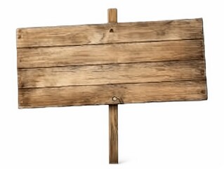 Rustic Wooden Sign Isolated on White Background with Natural Texture and Grain Perfect for Commercial Use and Branding Applications