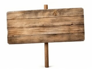 Rustic Wooden Sign Isolated on White Background with Natural Texture and Grain for Creative Projects and Design Use