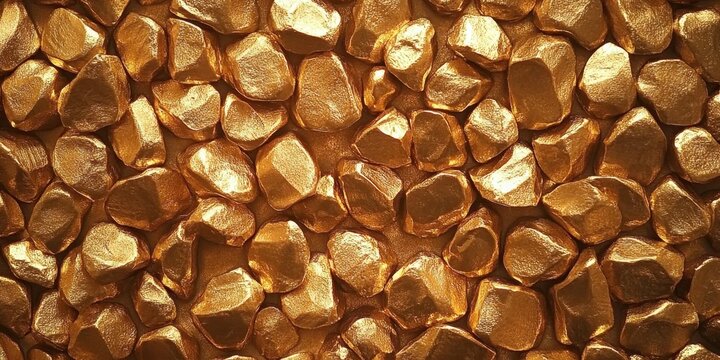 Texture background featuring a bunch of 24-karat solid gold nuggets.