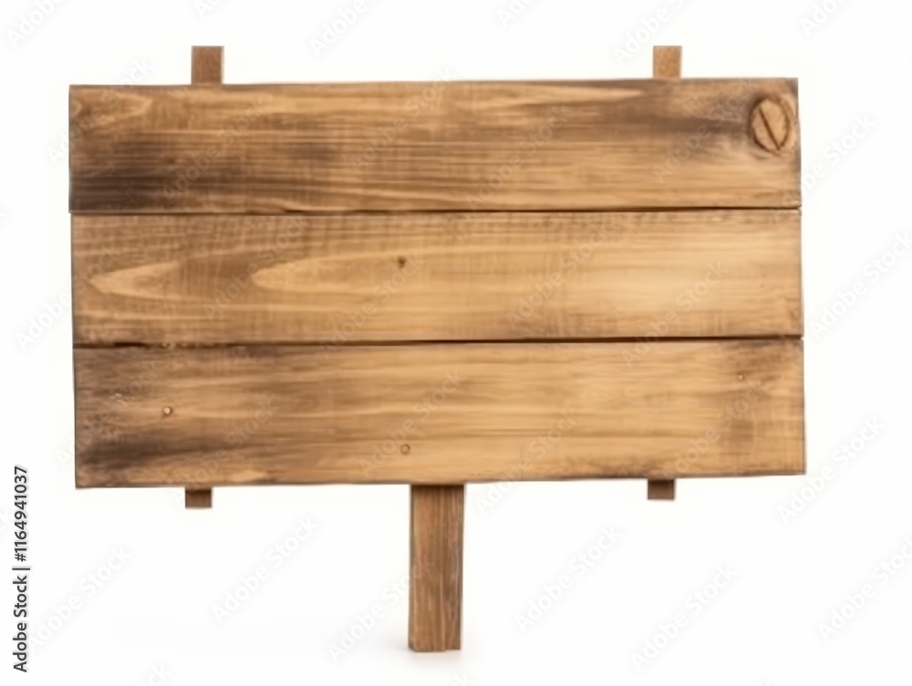 Poster isolated wooden sign on white background ready for customization and personalization for various use