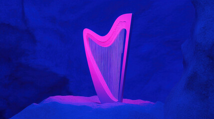 Newfound, A visually striking image of a forgotten musical instrument with glowing strings, showcasing its unique design and historical charm.