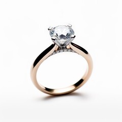 Elegant Diamond Ring Isolated on White Background for Jewelry Showcases, Fashion Promotions, and Advertising Campaigns