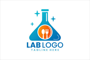 Creative lab and restaurant logo for culinary branding with a science twist