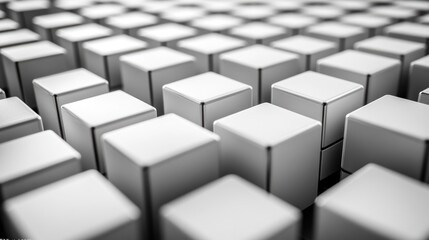 Abstract monochrome grid of 3D cubes.
