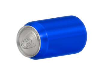 Blue soda aluminum can, transparent background