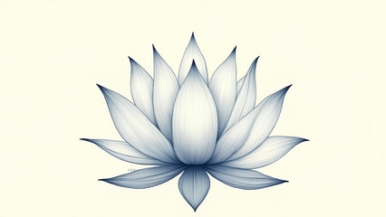 A lotus flower reduced to its most essential linear elements expressing pure form through minimal strokes