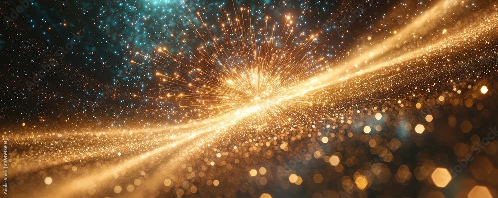 Poster fireworks abstract background concept. abstract light trails with sparkling effects in a vibrant cos
