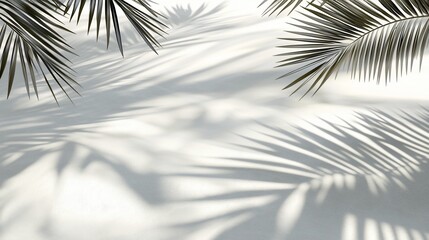 Palm leaf shadows on white background.