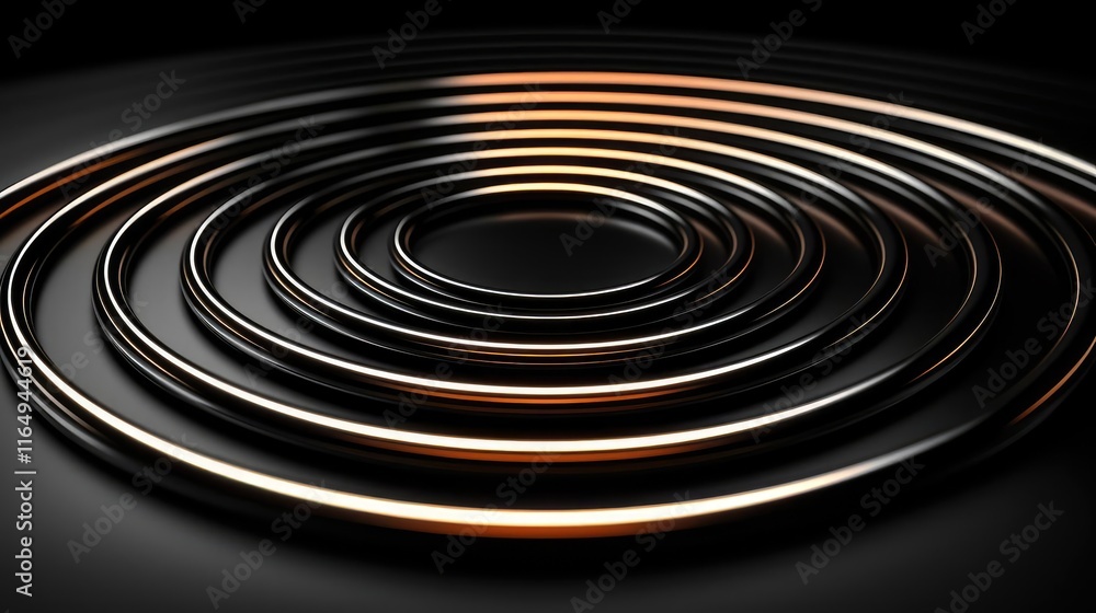 Poster Circles abstract background idea. Abstract circular design with metallic textures and soft reflections in dark tones.