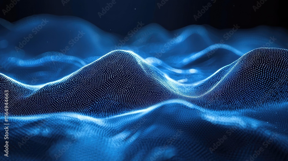 Poster cosmic abstract background concept. abstract blue waves representing digital data and technology con