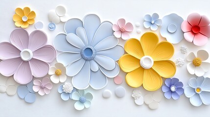 Pastel Paper Flowers Background   D Floral Design  Spring Decor