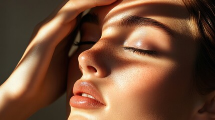 Relaxing Self-Care Scene: Young Woman with Smoky Eyes & Face Mask