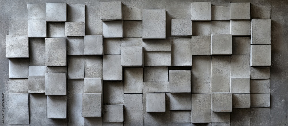 Poster concrete wall texture featuring a structured arrangement of cement blocks suitable for construction 