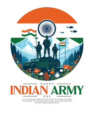 Indian Army Day Celebration with Indian soldier  Social media post template banner