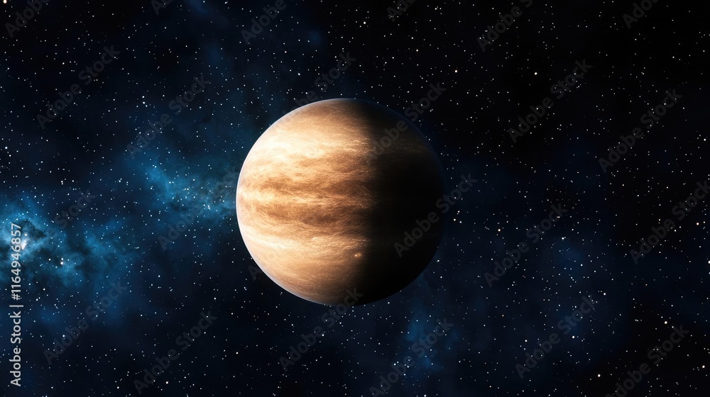 Poster cosmic abstract background concept. a stunning view of planet venus in the vastness of space with st
