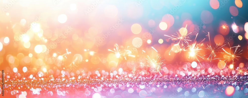 Poster fireworks abstract background concept. colorful bokeh lights create a vibrant and festive atmosphere