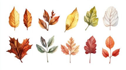 Obraz premium Watercolor Autumn Leaves Collection