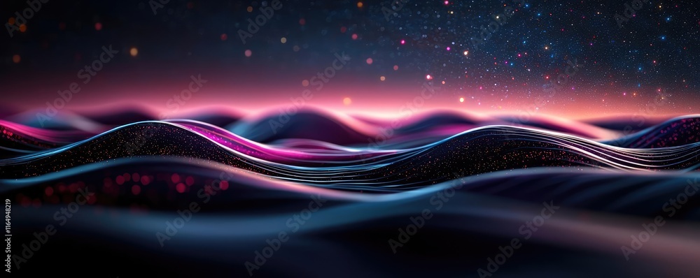 Aufkleber cosmic abstract background concept. abstract representation of ocean waves illuminated by vibrant co