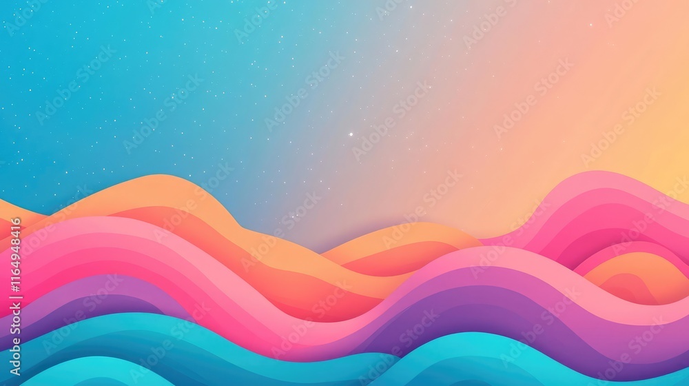 Aufkleber cosmic abstract background concept. vibrant wave patterns in pink, orange, and blue create a dynamic