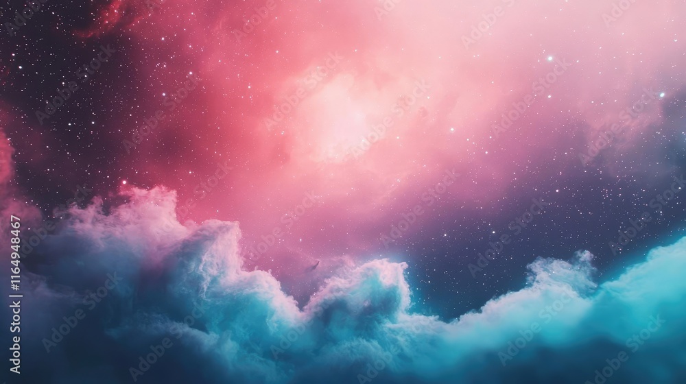 Aufkleber cosmic abstract background concept. a captivating view of colorful clouds and stars in a dreamy nigh