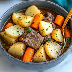 Savory Beef Stew Recipe Kitchen Food Cozy Home Close-Up Comfort Food for Family Gatherings
